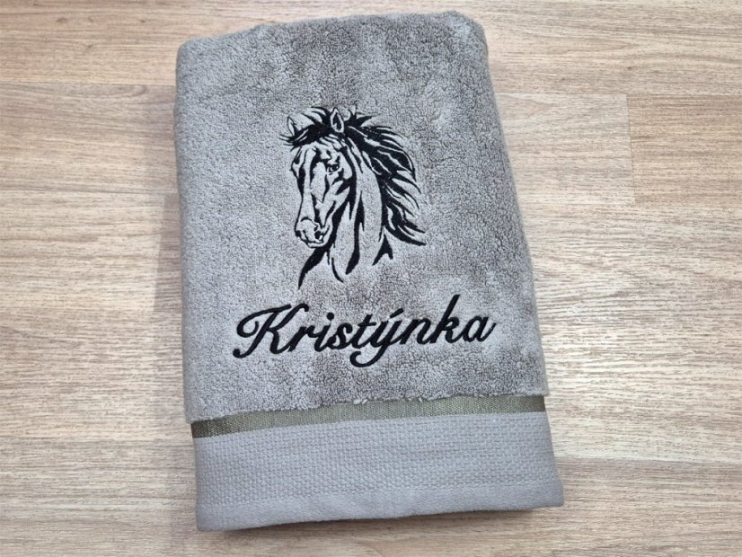Osuška se jménem NA PŘÁNÍ 450g Kůň Apollo šedá