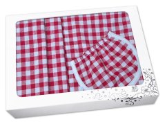 Dárkové balení Kanafas kostka červená/bílá zástěra + chňapka + utěrka