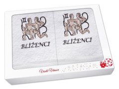 Vánoční dárková sada ručník + osuška Znamení Blíženci bílá/hnědá