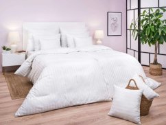 Damaškové povlečení Atlas grádl proužek 2,5 cm 70x90, 140x200 bílý