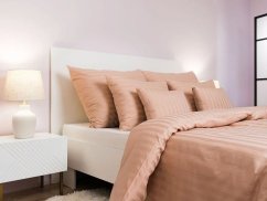 Povlak na polštář 70x90 Atlas grádl proužek 2,5 cm tmavě béžový