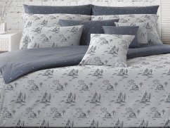 Povlečení damašek 70x90, 140x200 GEON Vesnička v zimě šedá