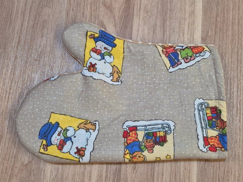 Kuchyňská chňapka s magnetem Sněhuláčci 1ks