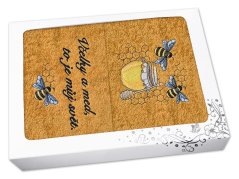 Luxusní dárková sada ručníku a osušky Včelky hořčicová