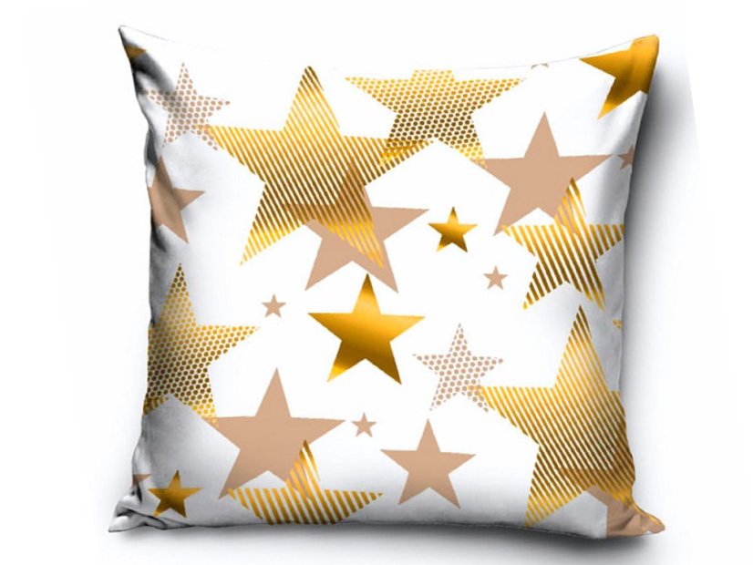Vánoční povlak na polštářek 40x40 Zlaté hvězdy