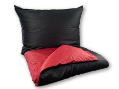 Prodloužené povlečení bavlněný satén DUO 70x90, 140x220 černá/vínová