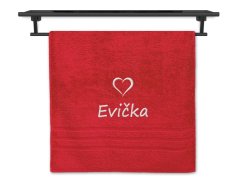 Ručník se jménem 50x100 červený Srdíčko 