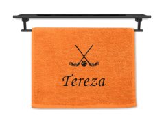 Malý ručník se jménem NA PŘÁNÍ oranžový 30x50 Florbal