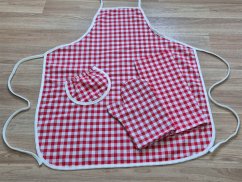 Dárkové balení Kanafas kostka červená - zástěra + chňapka + utěrka