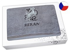 Luxusní dárkové balení osušky Znamení Beran šedá/šedá