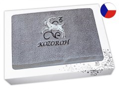 Luxusní dárkové balení osušky Znamení Kozoroh šedá/šedá