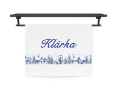 Malý ručník se jménem NA PŘÁNÍ 30x50 Zimní vesnička bílý