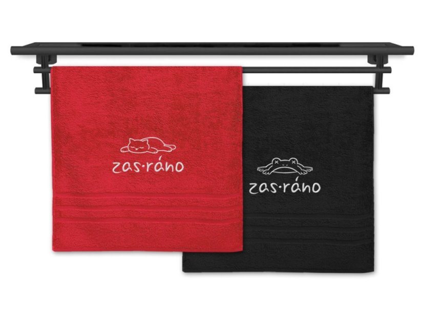 Set osušek Zas ráno kočka červená a žabák černá
