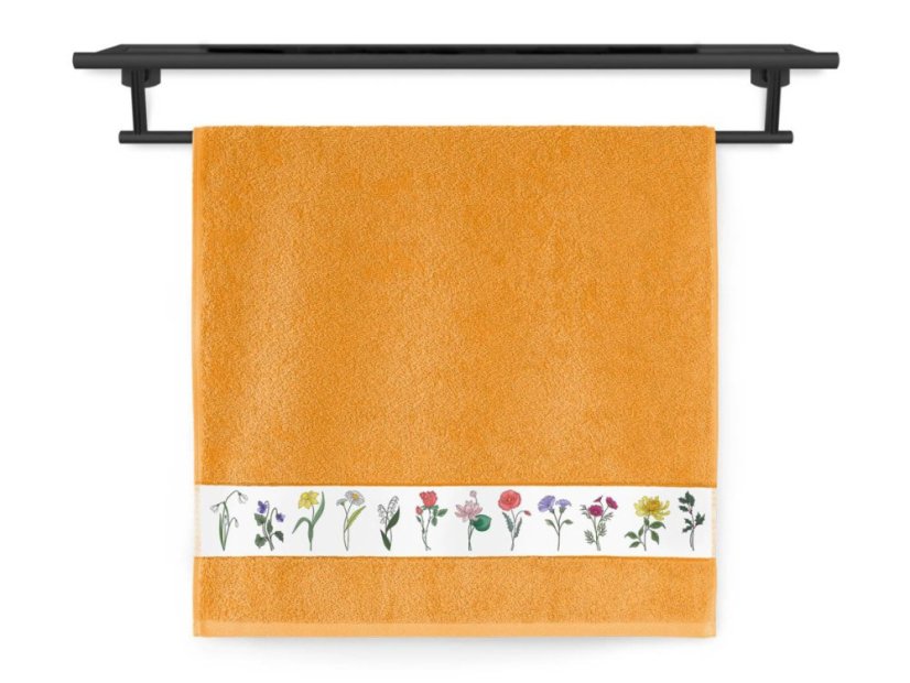 Froté osuška 70x140 NORA TISK 450g Květinový herbář oranžový