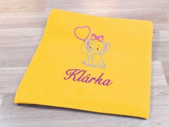 Dětská deka se jménem NA PŘÁNÍ 75x100 Slůně žlutá