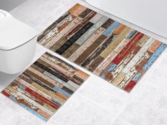 Koupelnové předložky set 3D Dřevěná podlaha - bez výkroje