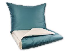 Povlečení bavlněný satén DUO 140x200, 70x90 petrol/smetanová