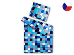 Luxusní mikroplyšové povlečení 140x200, 70x90 Kostka modrá