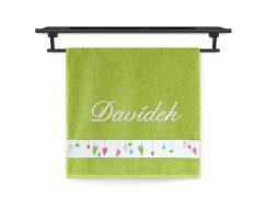 Ručník se jménem NA PŘÁNÍ 50x100 Barevná srdíčka zelená