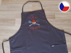 Pánská zástěra na grilování s výšivkou šedá 72x100 Šéf grilu