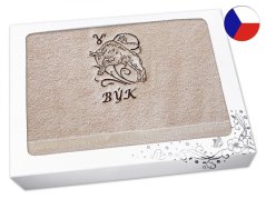Luxusní dárkové balení osušky Znamení Býk béžová/hnědá