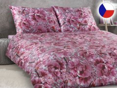 Luxusní povlečení bavlněný satén 70x90, 140x220 GEON Třešňový květ růžový