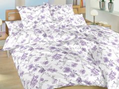 Krepové povlečení KOMFORT Kvítí fialové na bílém 2x 70x90, 200x200