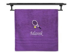 Osuška se jménem NA PŘÁNÍ fialová 70x140 Tenisová raketa