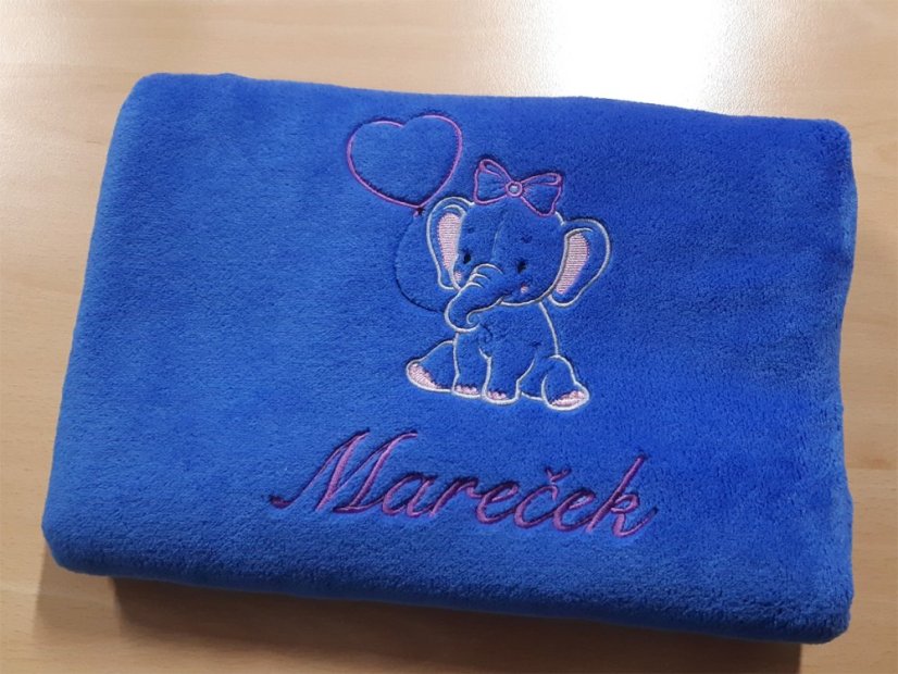 Dětská deka se jménem NA PŘÁNÍ 75x100 Slůně modrá