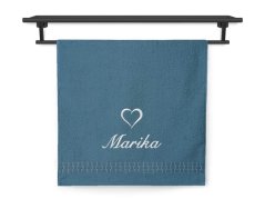 Ručník se jménem ratanika petrolej 50x100 Srdce