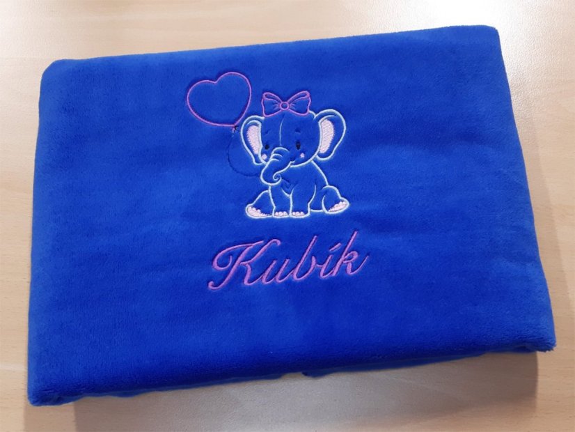 Dětská deka se jménem NA PŘÁNÍ 75x100 Slůně modrá