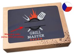 Pánská zástěra na grilování v dárkovém balení šedá 72x100 GRILL MASTER - text na přání