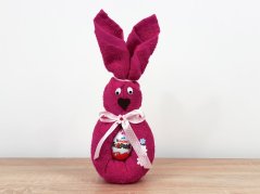 Velký velikonoční zajíček z ručníku Sofie purpurový + vajíčko s překvapením