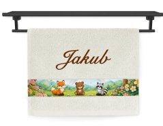 Dětský ručník se jménem NA PŘÁNÍ 30x50 Lesní parta jasmínový