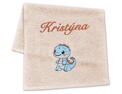 Dětský ručník se jménem 30x50 LILI Dinosauřík béžový
