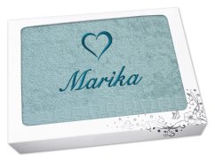 Dárkové balení osušky se jménem ratanika světlý mint Srdce
