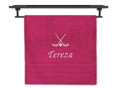 Osuška se jménem NA PŘÁNÍ purpur 70x140 Florbal