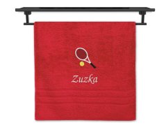 Osuška se jménem NA PŘÁNÍ červená 70x140 Tenisová raketa