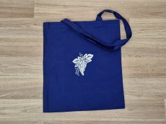 Modrá bavlněná taška pro vinaře s výšivkou hroznového vína