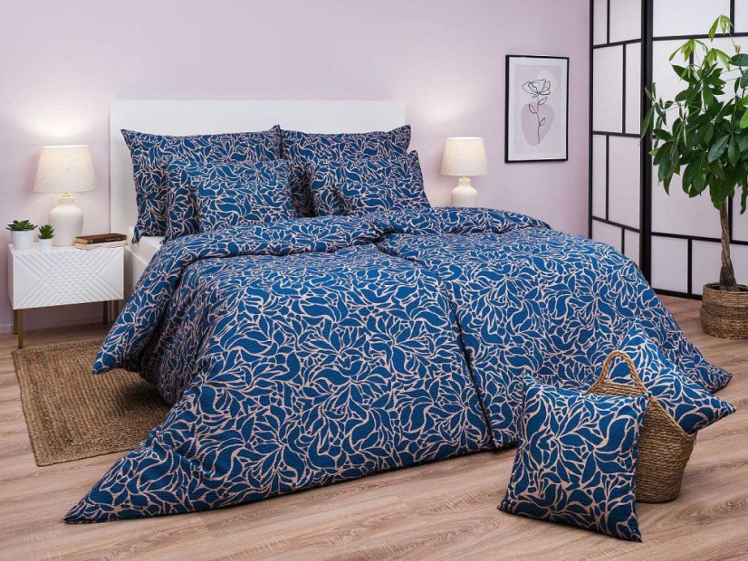 Krepové povlečení KOMFORT Sorat tmavě modrý 70x90, 140x200