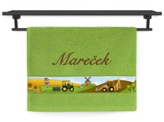 Dětský ručník se jménem NA PŘÁNÍ 30x50 Malý farmář sytě zelený