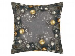 Vánoční povlak na polštářek 40x40 Jehličí a baňky