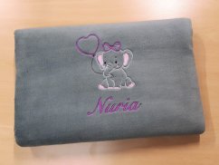 Dětská deka se jménem NA PŘÁNÍ 75x100 Slůně šedá