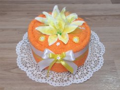 Textilní dort z osušky Sofie oranžová