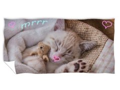 Osuška pro děti 70x140 Koťátko s medvídkem