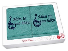 Vánoční sada ručník + osuška pro rybáře Mám to na háku petrolej