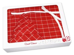 Vánoční dárkové balení Červená/bílá zástěra + chňapka + utěrka