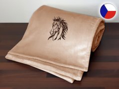 Mikroplyšová deka koněm 150x200 Kůň Apollo na čokoládové 300g