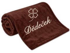 Deka pro dědečka se čtyřlístkem 150x200 tmavě hnědá