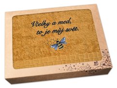 Luxusní dárkové balení ručníku pro včelaře hořčicový 450g